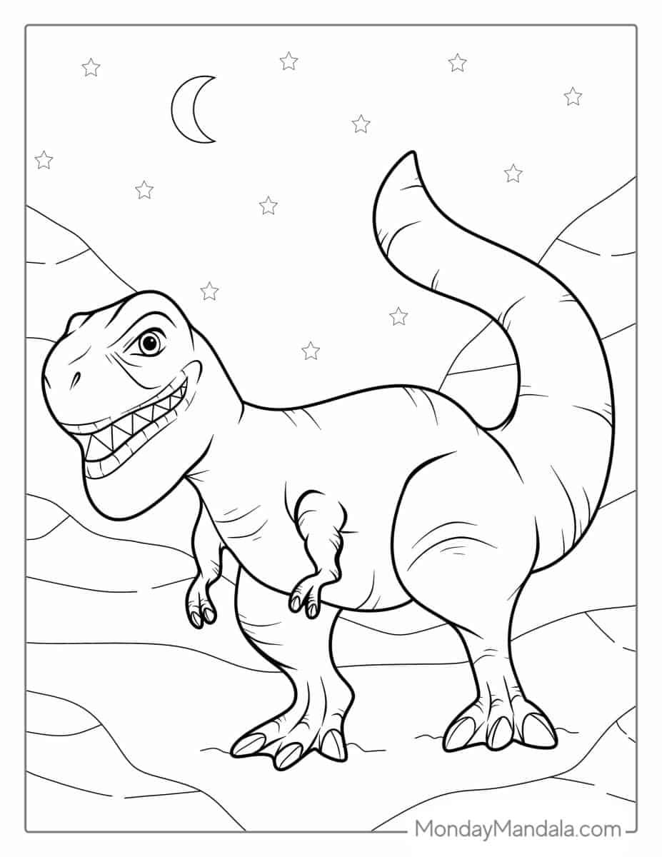 Çocuklar İçin T-rex Boyama Sayfaları 