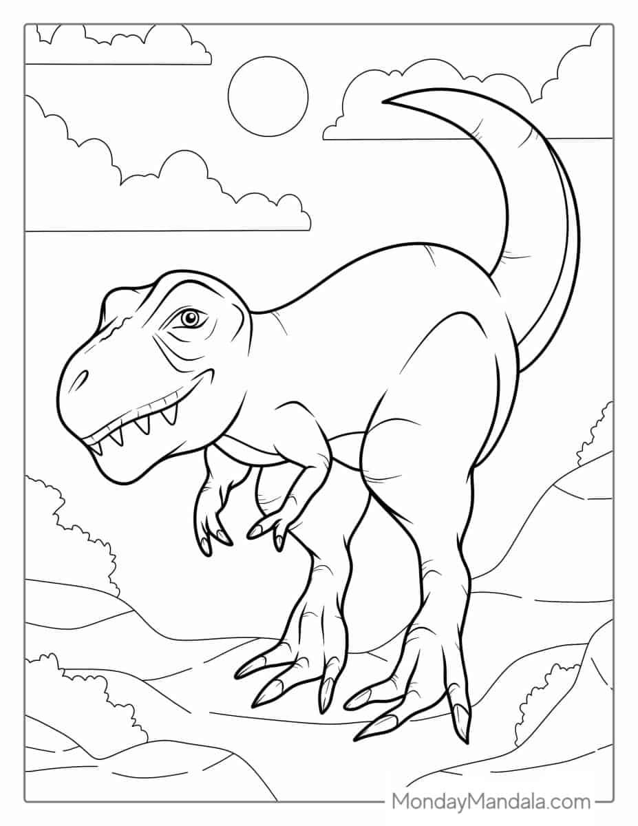Çocuklar İçin T-rex Boyama Sayfaları 
