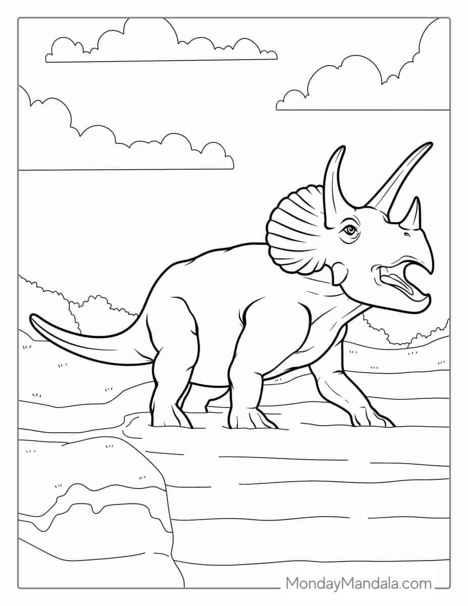 Çocuklar İçin Triceratops Boyama Sayfaları 