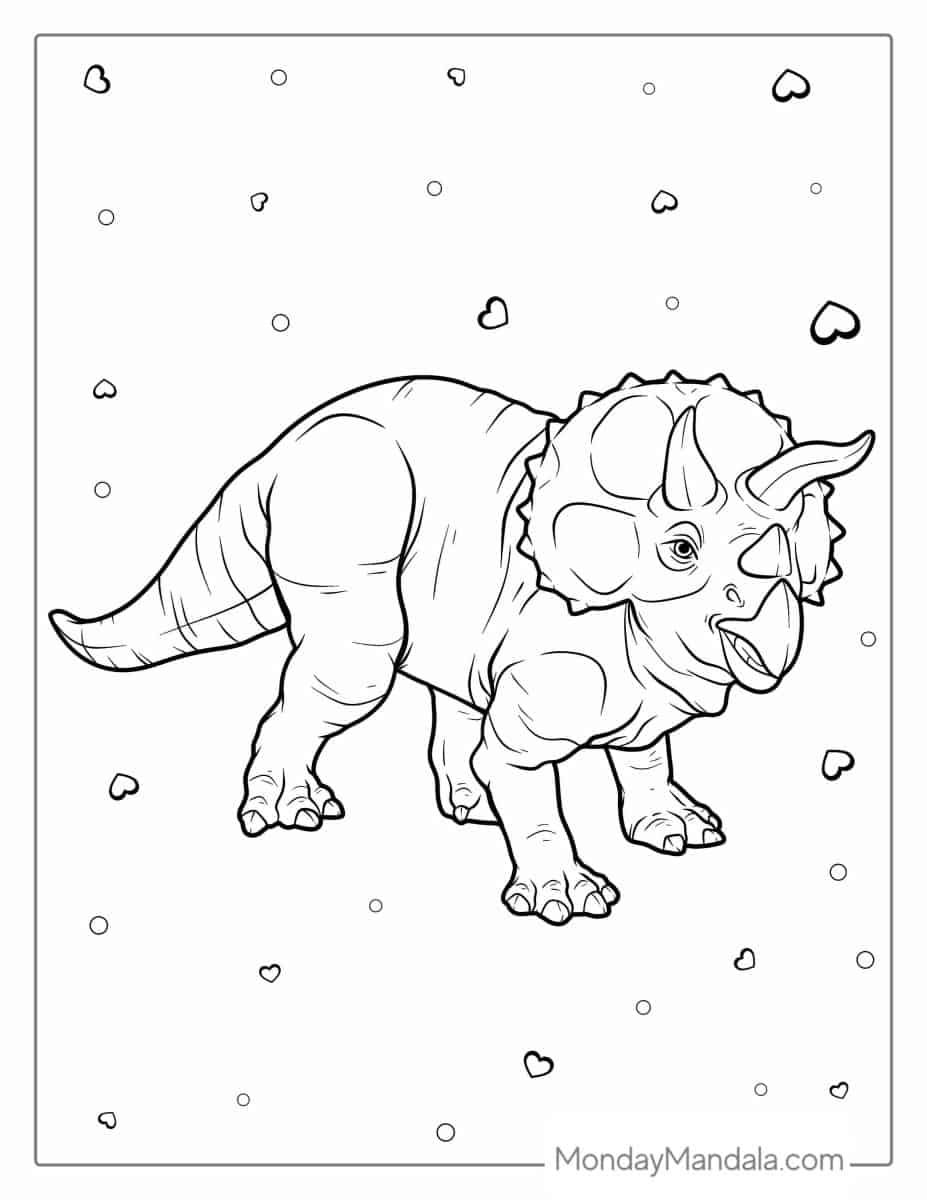 Çocuklar İçin Triceratops Boyama Sayfaları 
