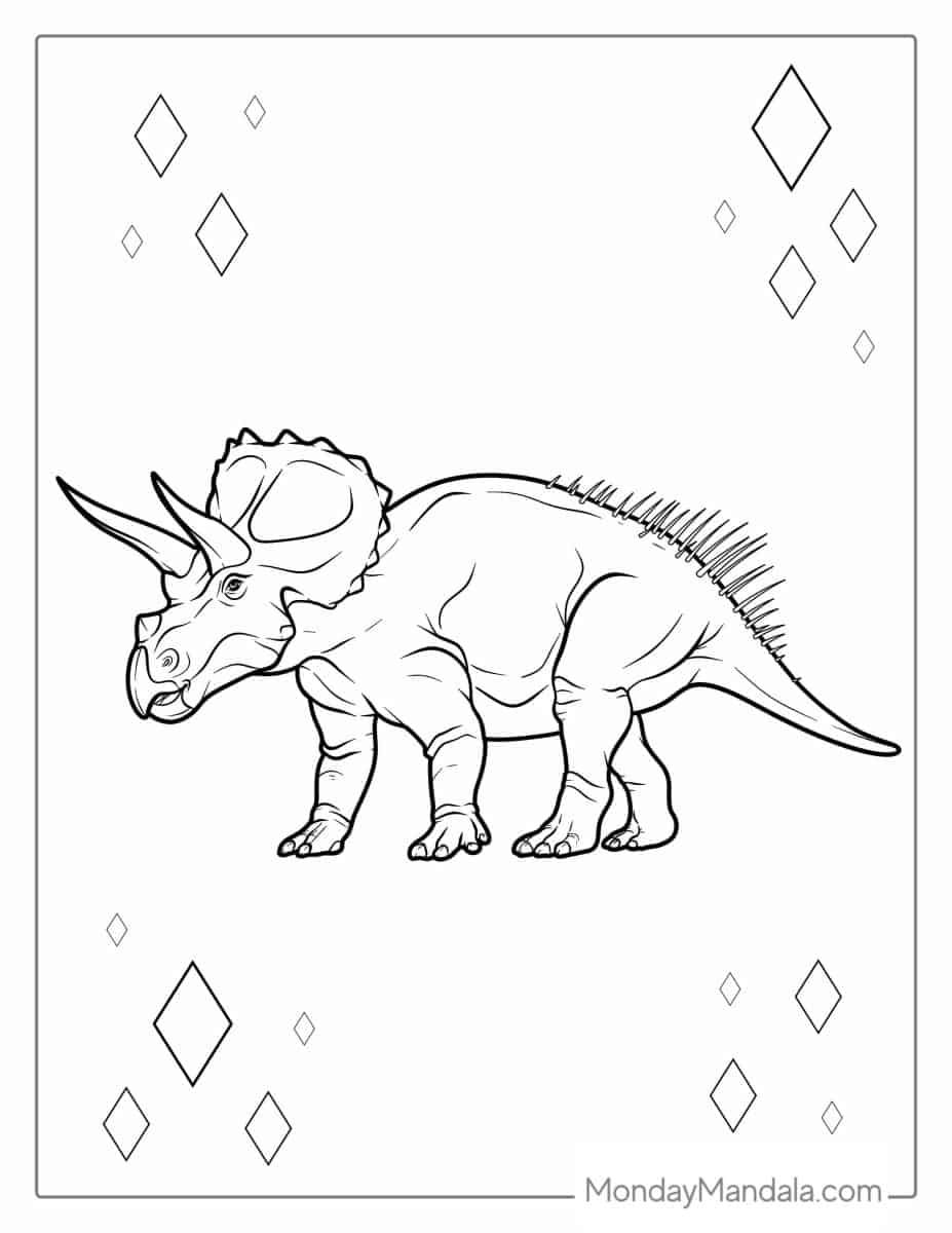 Çocuklar İçin Triceratops Boyama Sayfaları 