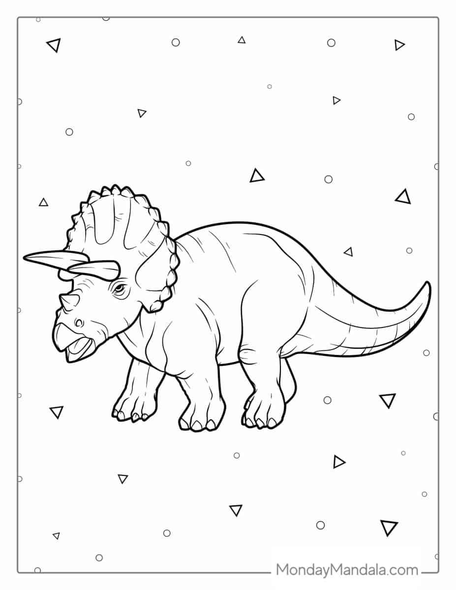 Çocuklar İçin Triceratops Boyama Sayfaları 