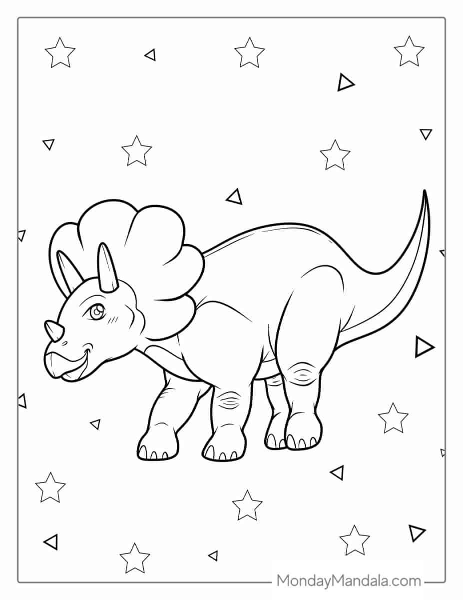 Çocuklar İçin Triceratops Boyama Sayfaları 