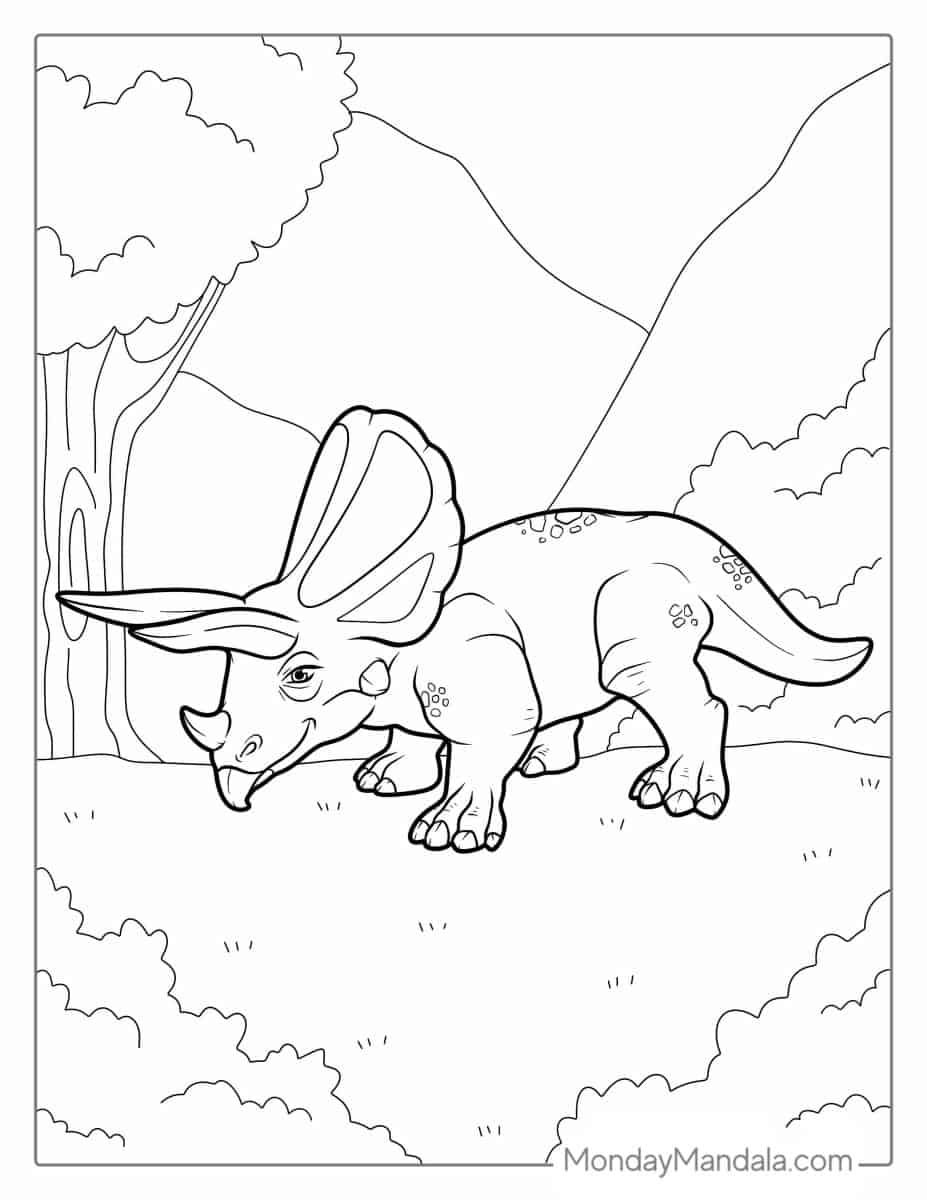 Çocuklar İçin Triceratops Boyama Sayfaları 