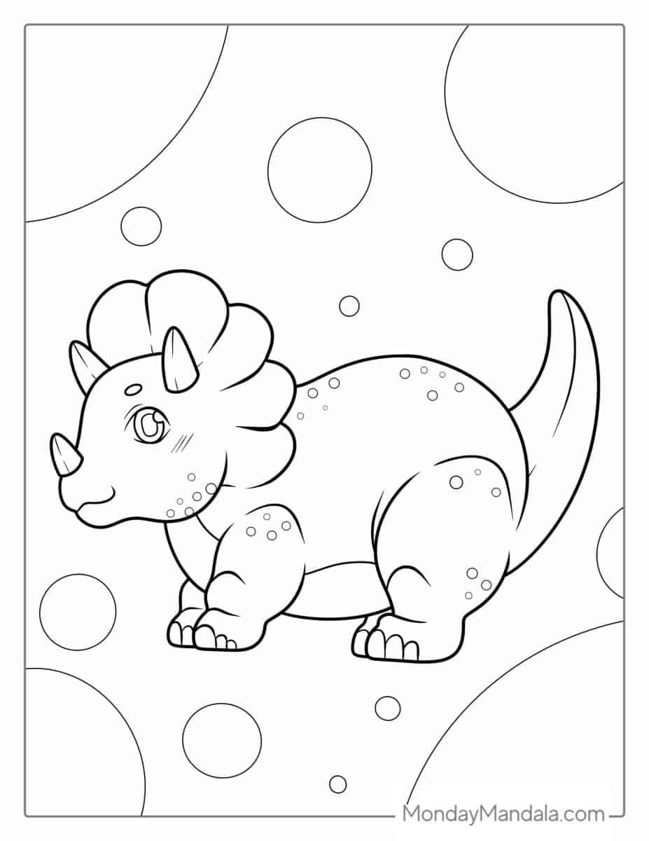 Çocuklar İçin Triceratops Boyama Sayfaları 