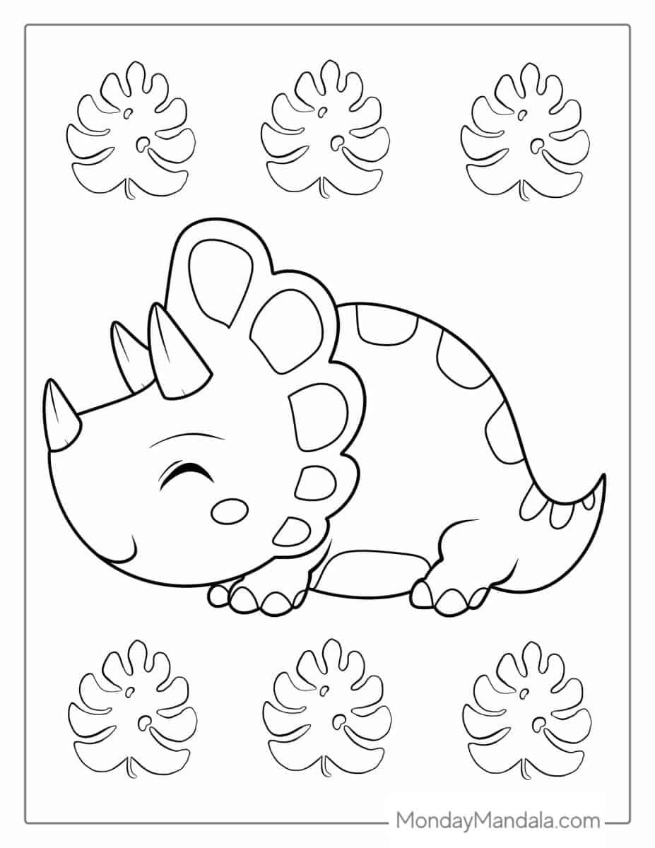 Çocuklar İçin Triceratops Boyama Sayfaları 