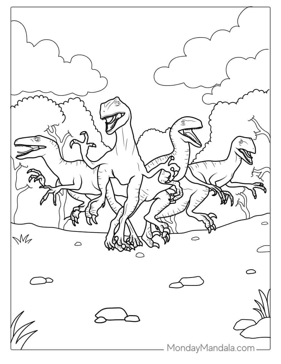 Çocuklar İçin Velociraptor Boyama Sayfaları 
