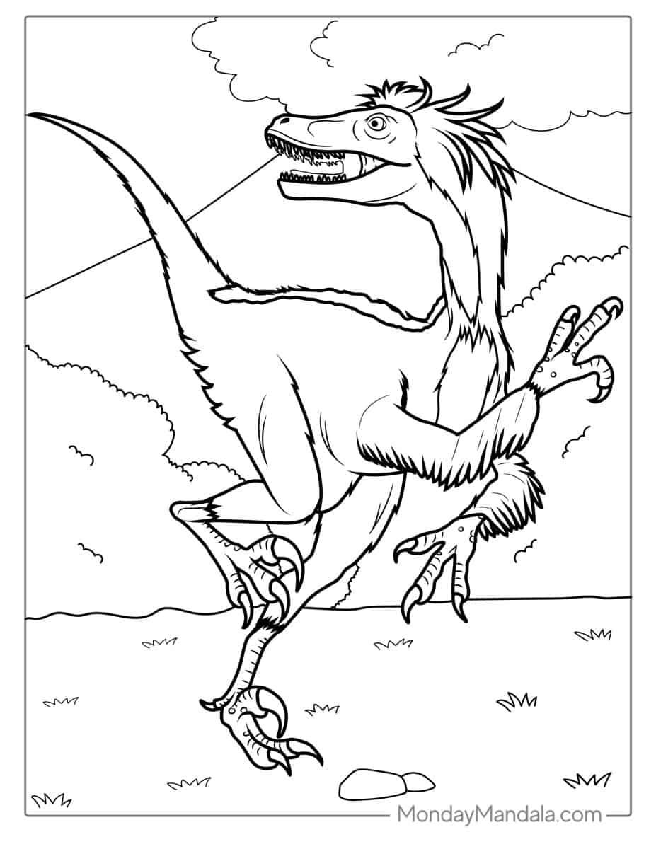 Çocuklar İçin Velociraptor Boyama Sayfaları 