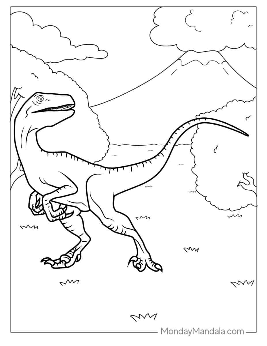 Çocuklar İçin Velociraptor Boyama Sayfaları 