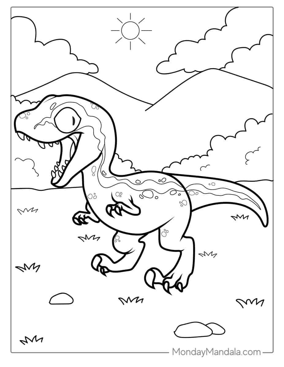 Çocuklar İçin Velociraptor Boyama Sayfaları 
