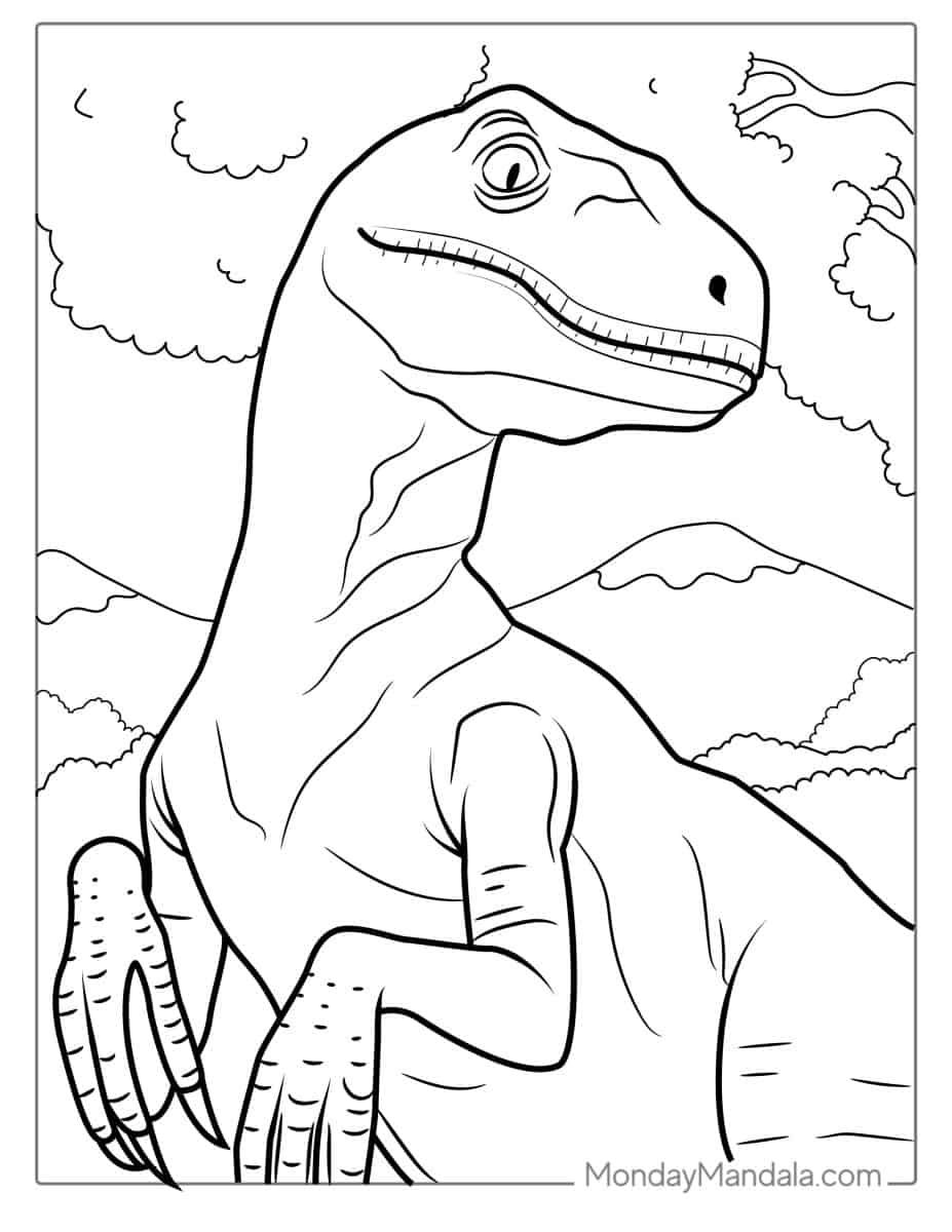 Çocuklar İçin Velociraptor Boyama Sayfaları 