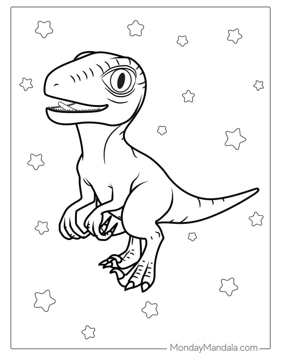 Çocuklar İçin Velociraptor Boyama Sayfaları 