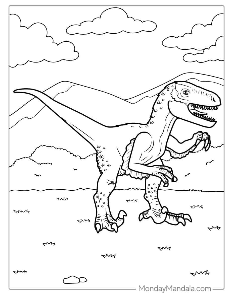 Çocuklar İçin Velociraptor Boyama Sayfaları 