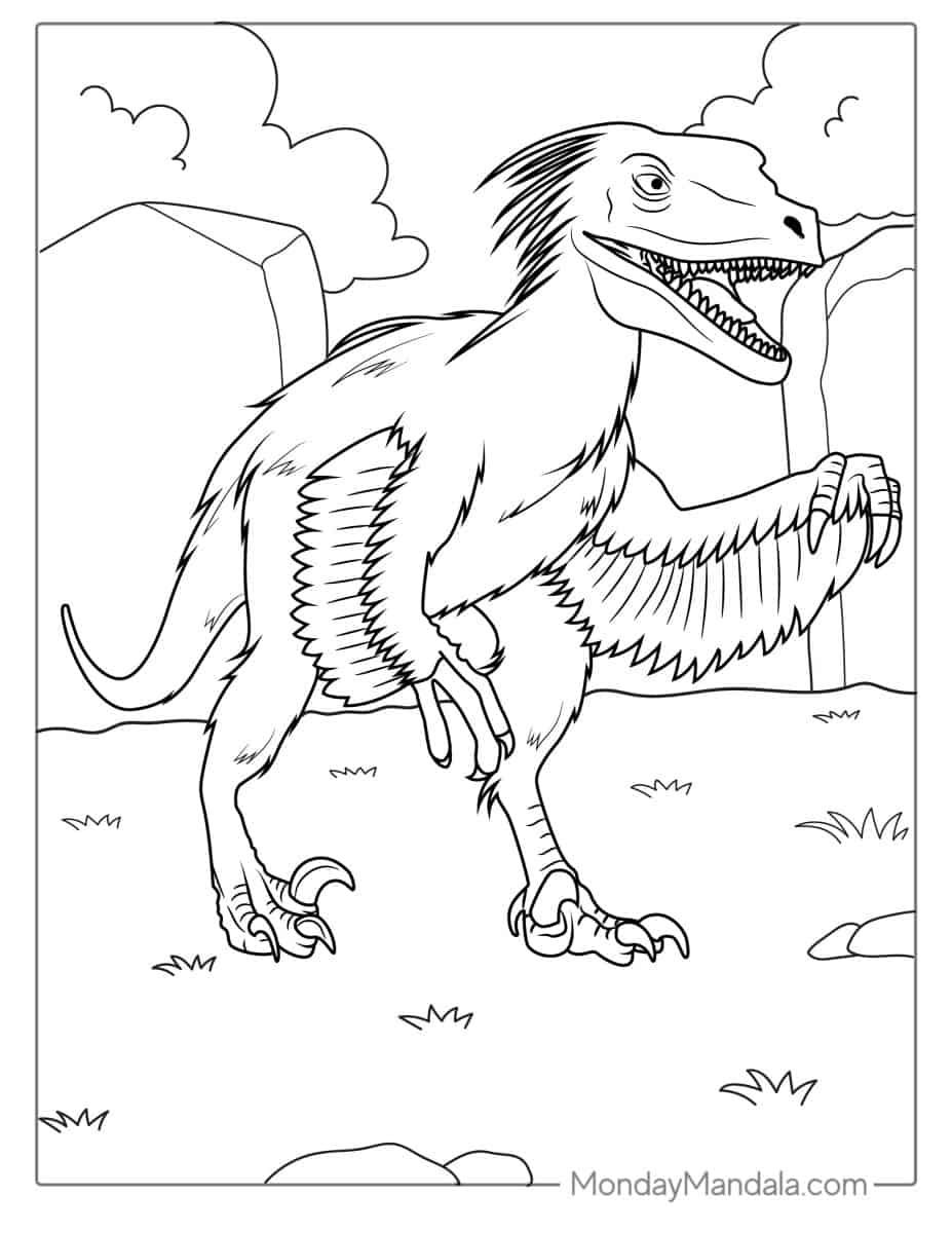 Çocuklar İçin Velociraptor Boyama Sayfaları 