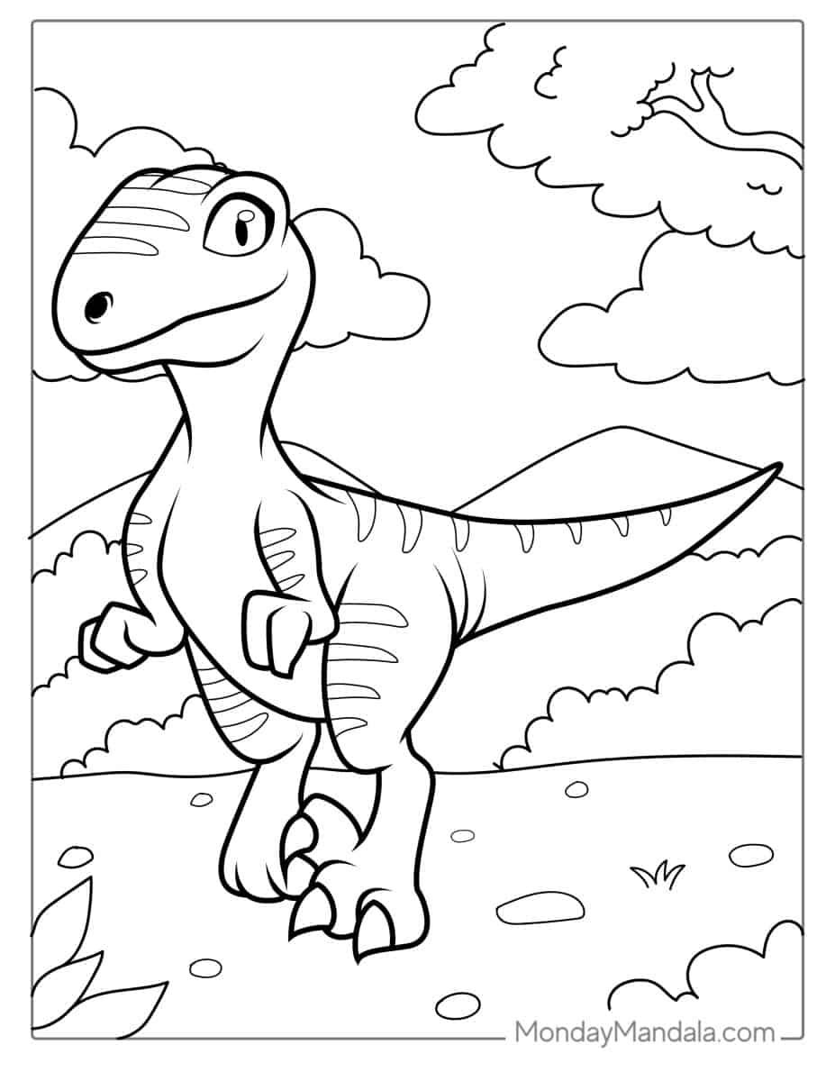 Çocuklar İçin Velociraptor Boyama Sayfaları 