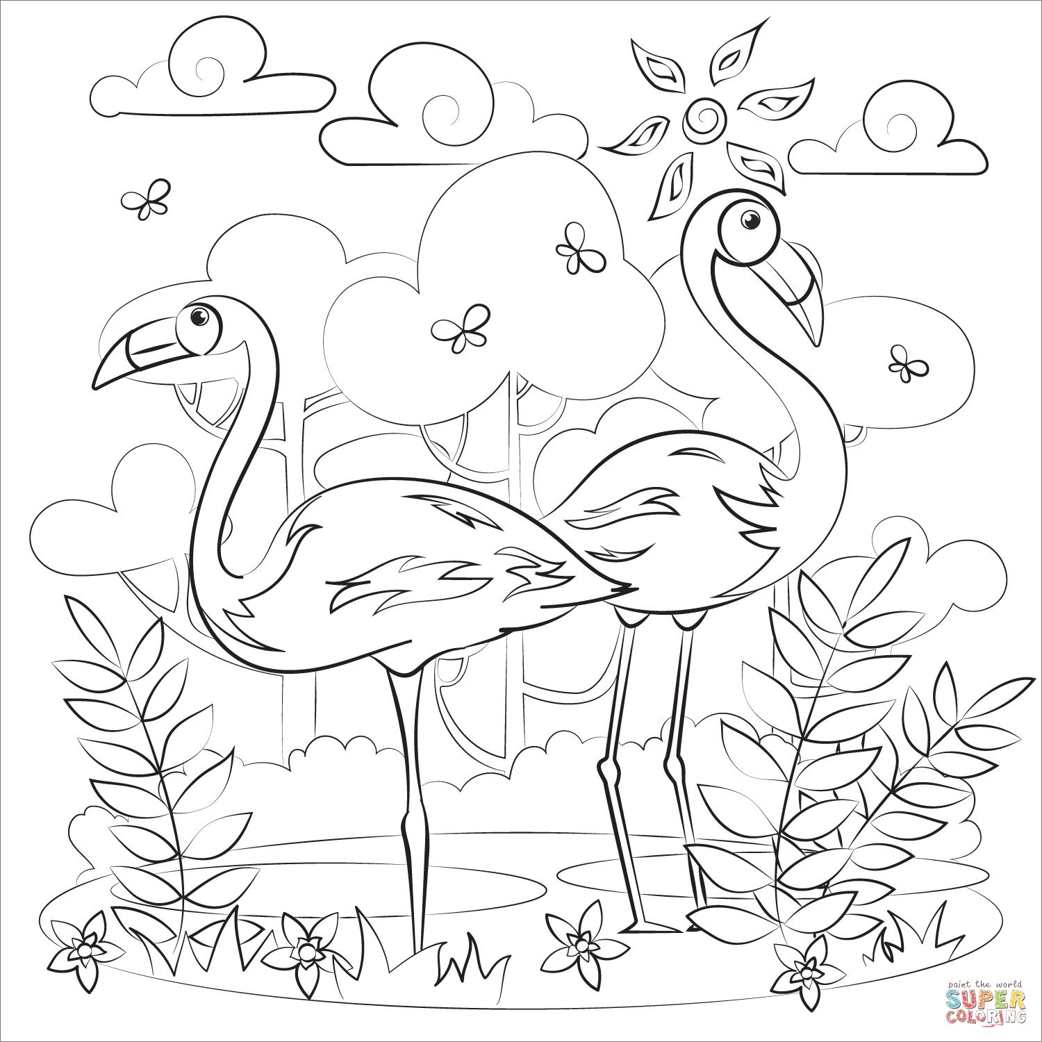 Çocuklar İçin Flamingo Boyama Sayfaları 