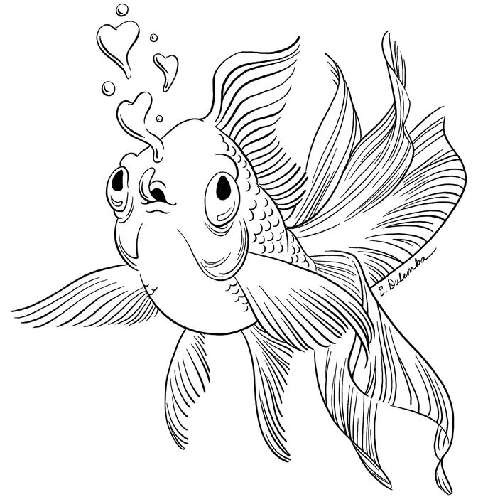 Çocuklar İçin Goldfish Boyama Sayfaları 
