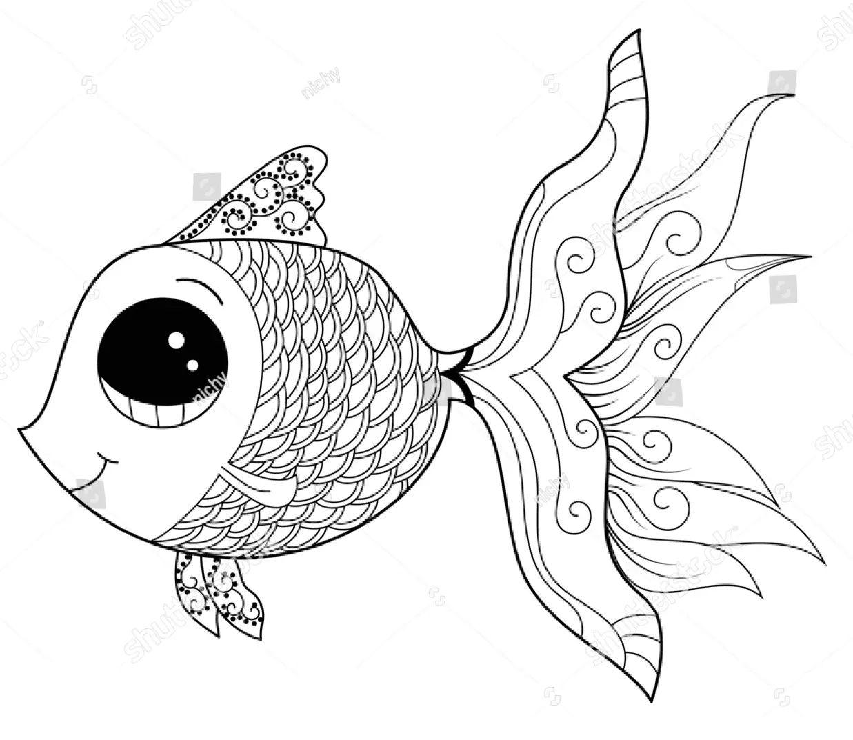 Çocuklar İçin Goldfish Boyama Sayfaları 