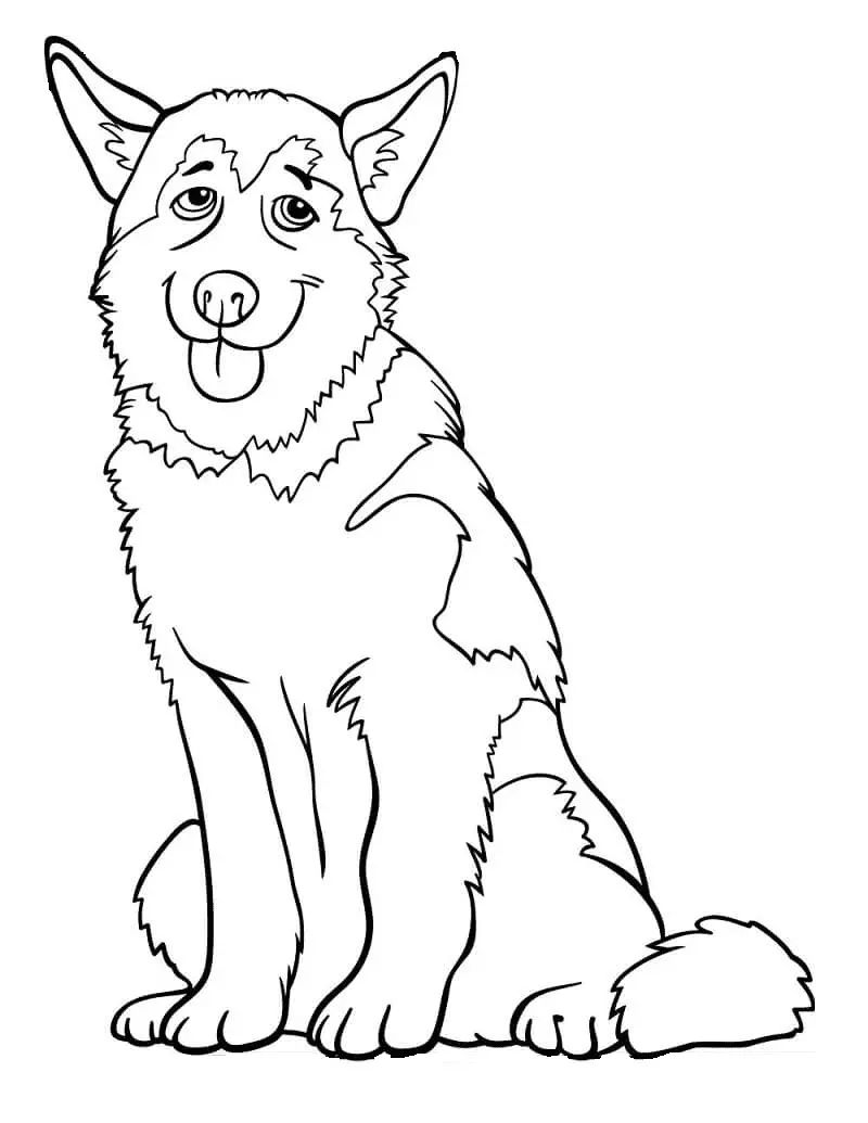 Çocuklar İçin Husky-Köpek Boyama Sayfaları 