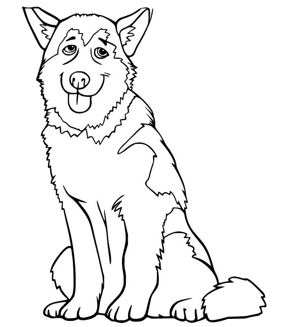 Çocuklar İçin Husky-Köpek Boyama Sayfaları 