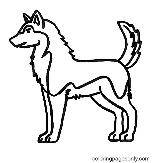 Çocuklar İçin Husky-Köpek Boyama Sayfaları 
