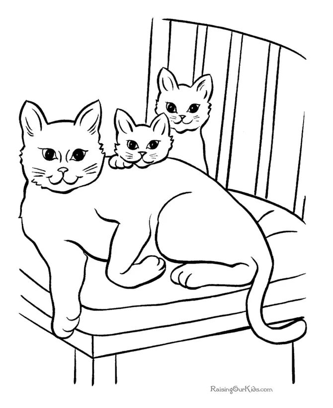 Çocuklar İçin Kedi Boyama Sayfaları 