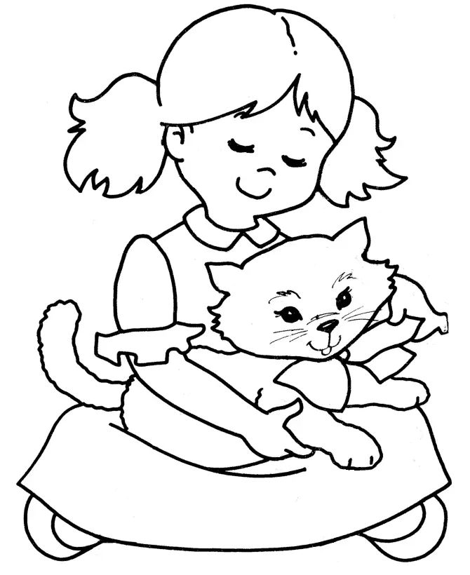 Çocuklar İçin Kedi Boyama Sayfaları 