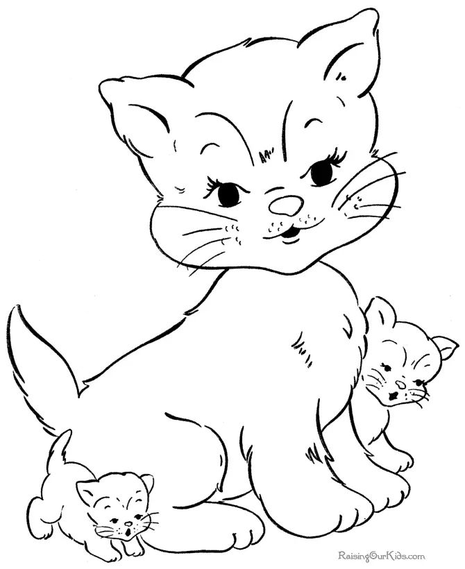 Çocuklar İçin Kedi Boyama Sayfaları 