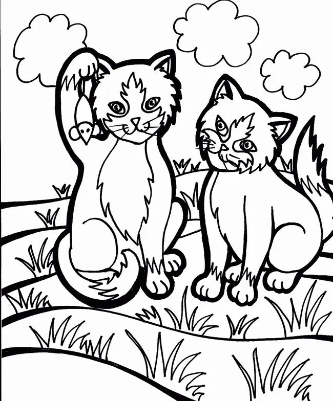 Çocuklar İçin Kedi Boyama Sayfaları 