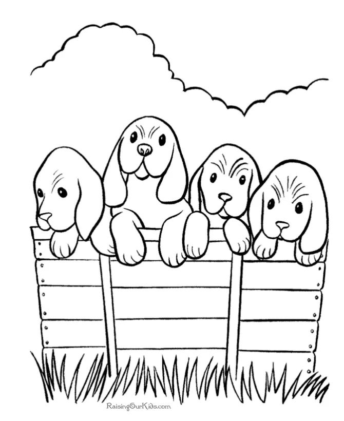 Çocuklar İçin Köpek Boyama Sayfaları 