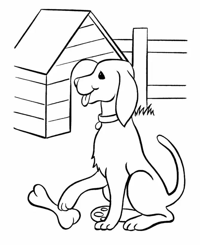 Çocuklar İçin Köpek Boyama Sayfaları 