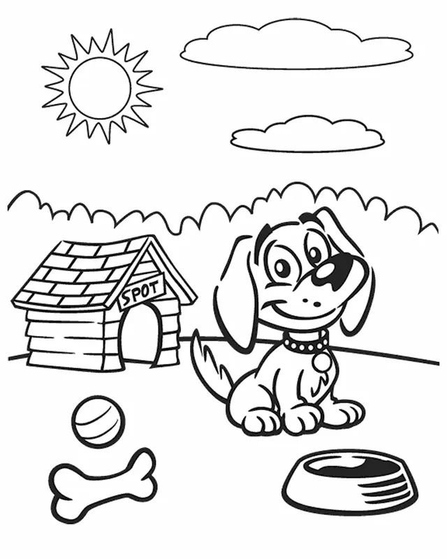 Çocuklar İçin Köpek Boyama Sayfaları 
