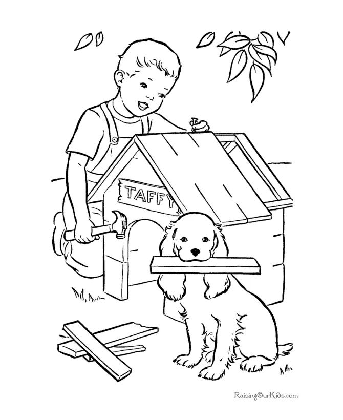 Çocuklar İçin Köpek Boyama Sayfaları 