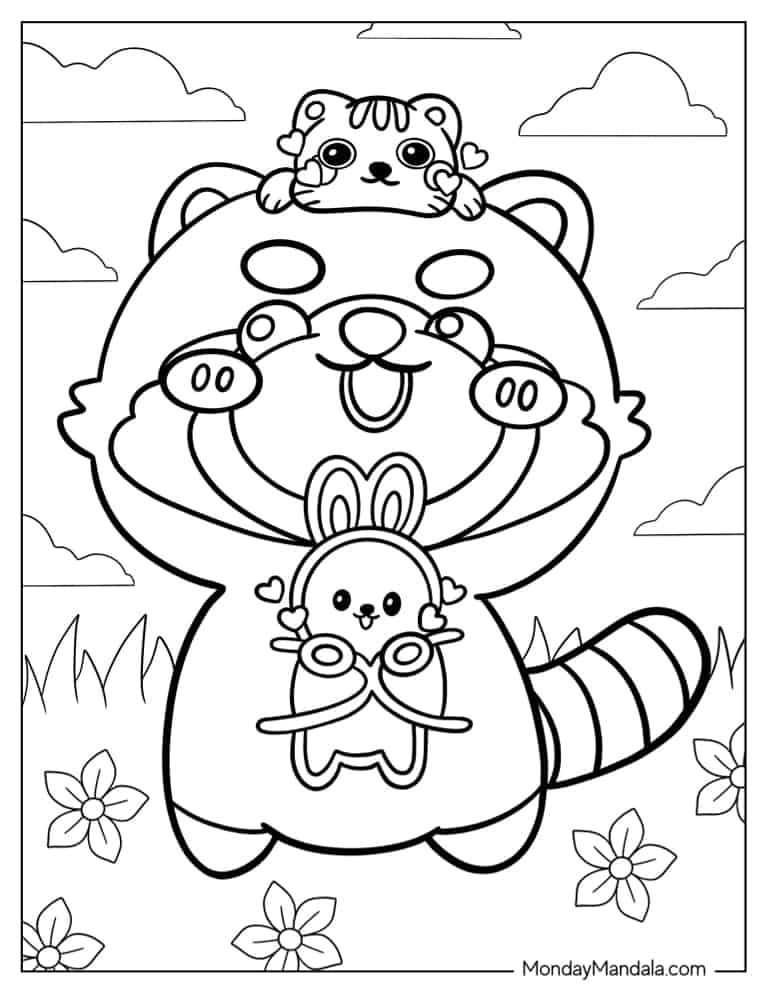 Çocuklar İçin Kırmızı-Panda Boyama Sayfaları 