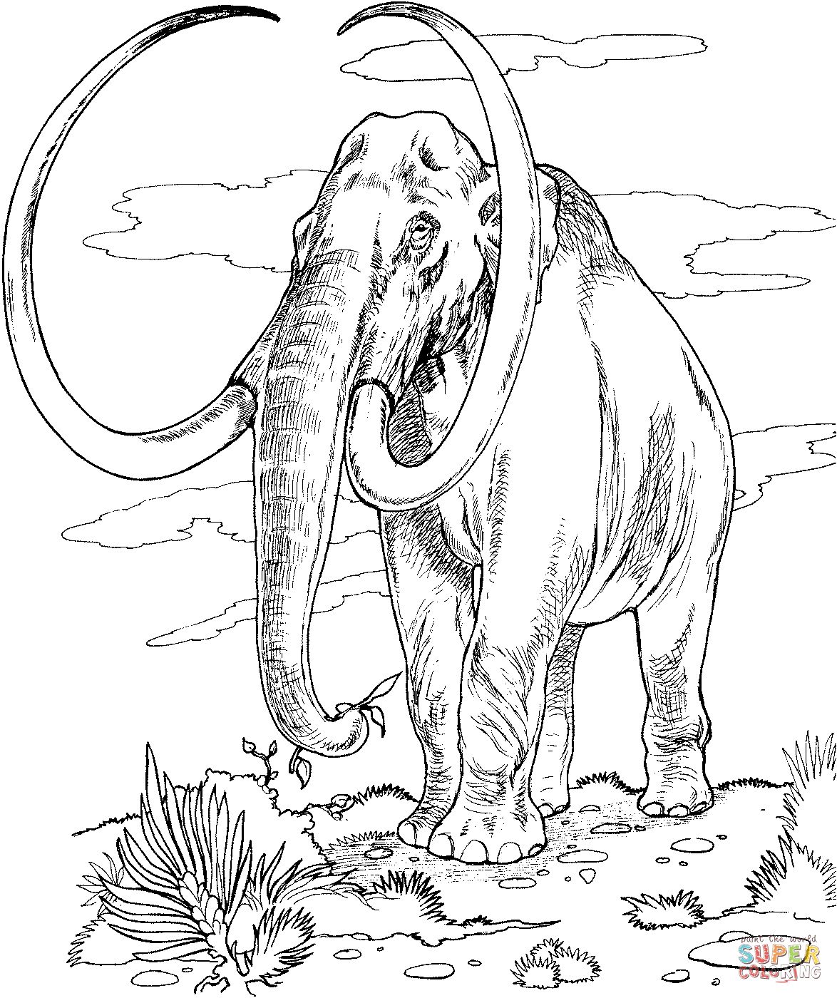 Çocuklar İçin Mamut Boyama Sayfaları 