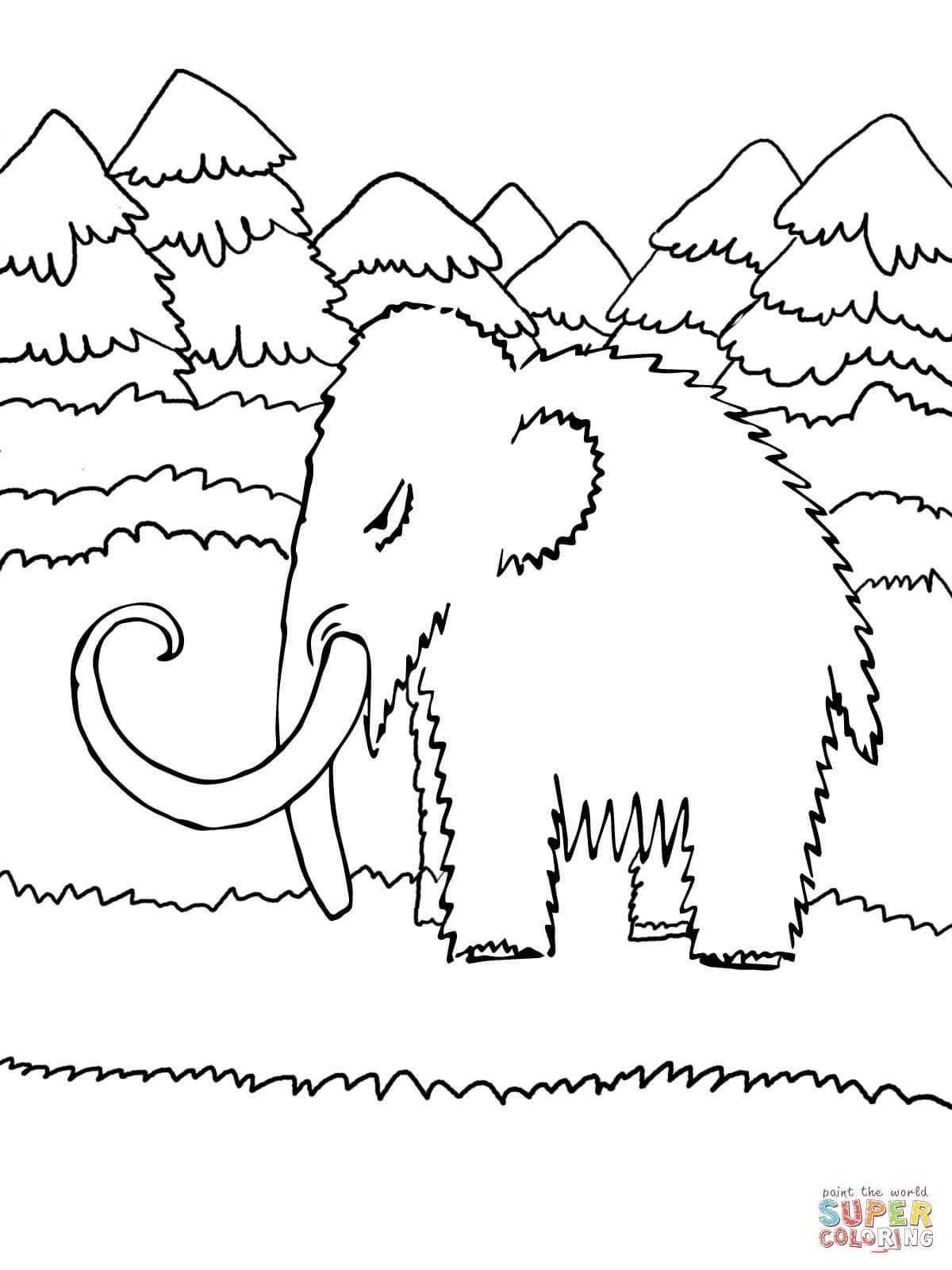 Çocuklar İçin Mamut Boyama Sayfaları 