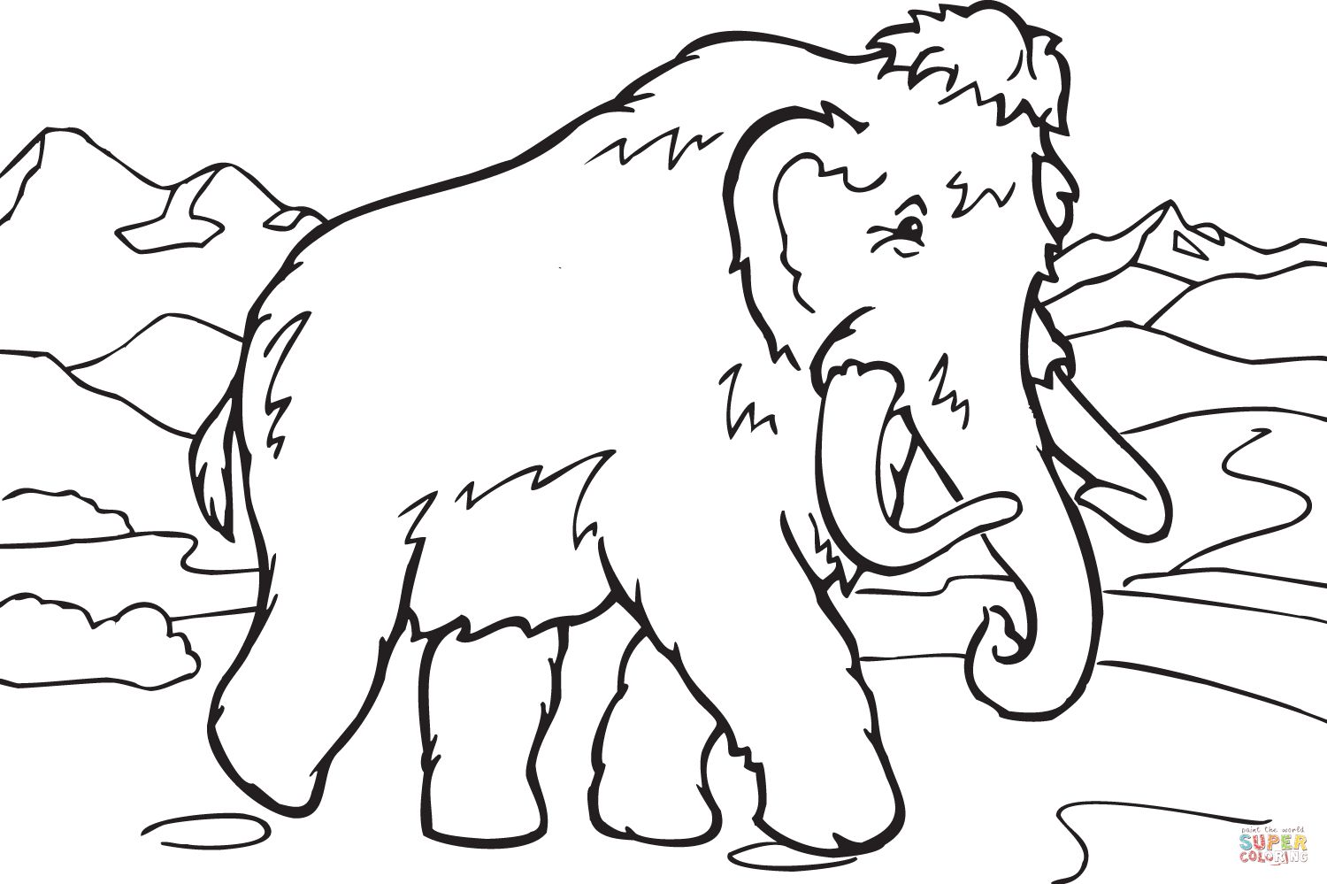 Çocuklar İçin Mamut Boyama Sayfaları 
