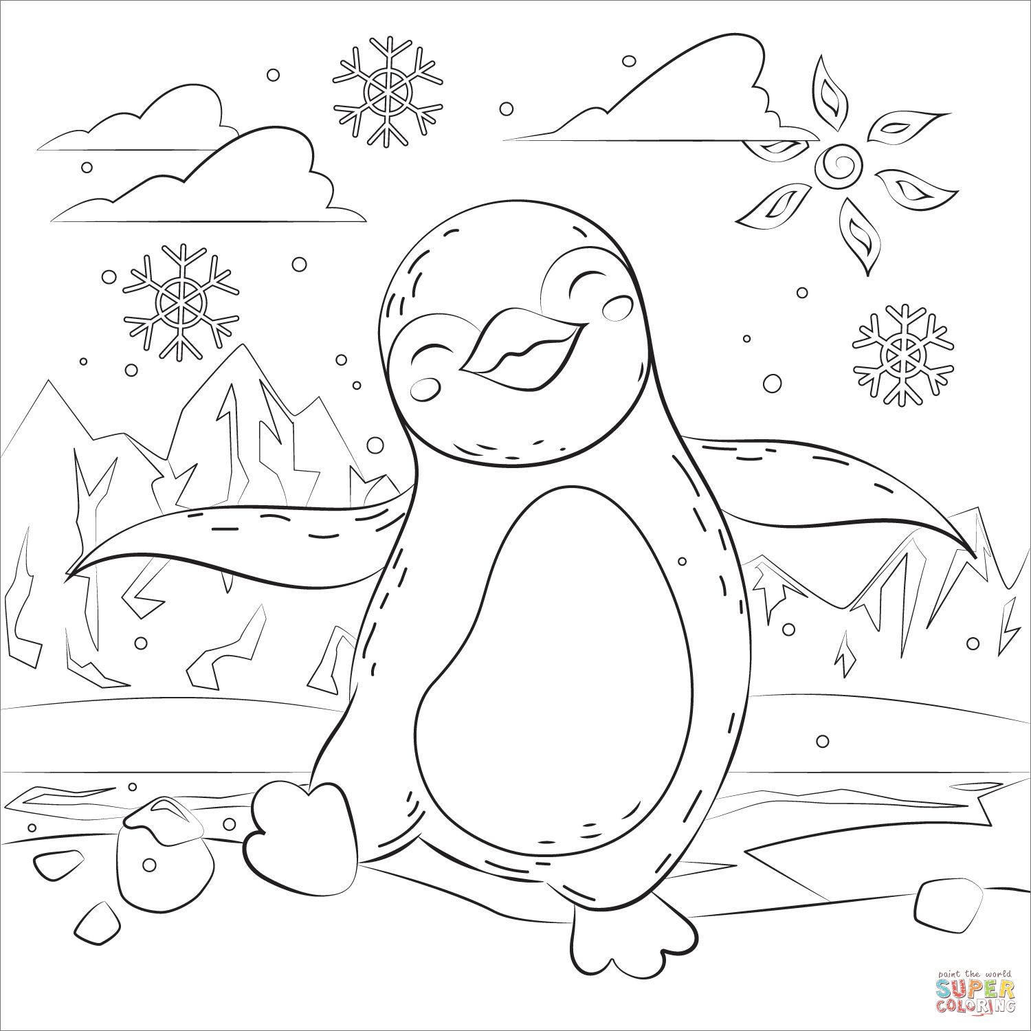 Çocuklar İçin Penguen Boyama Sayfaları 