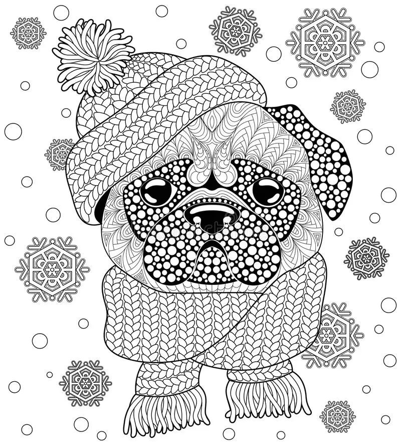 Çocuklar İçin Pug Boyama Sayfaları 