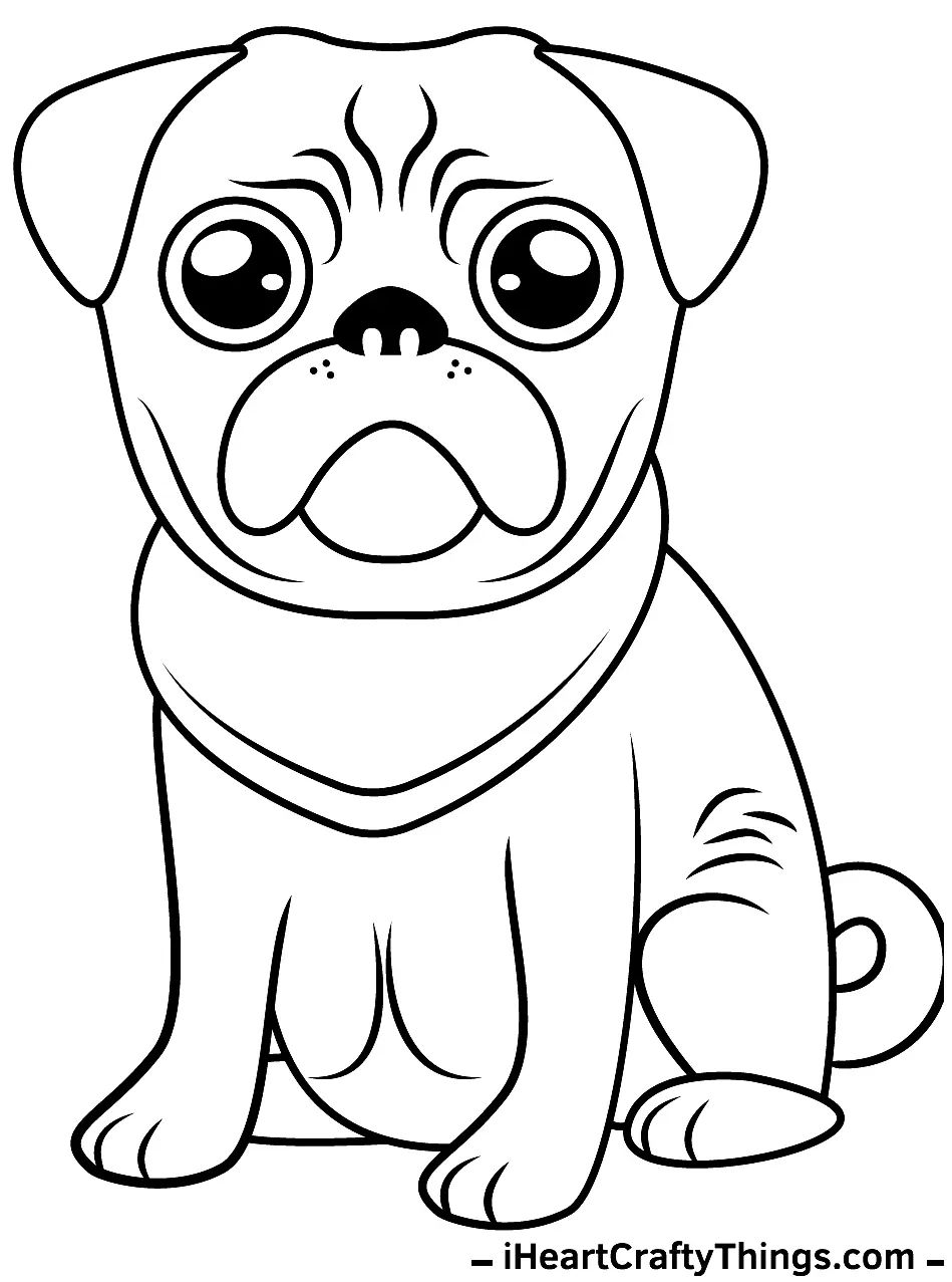 Çocuklar İçin Pug Boyama Sayfaları 