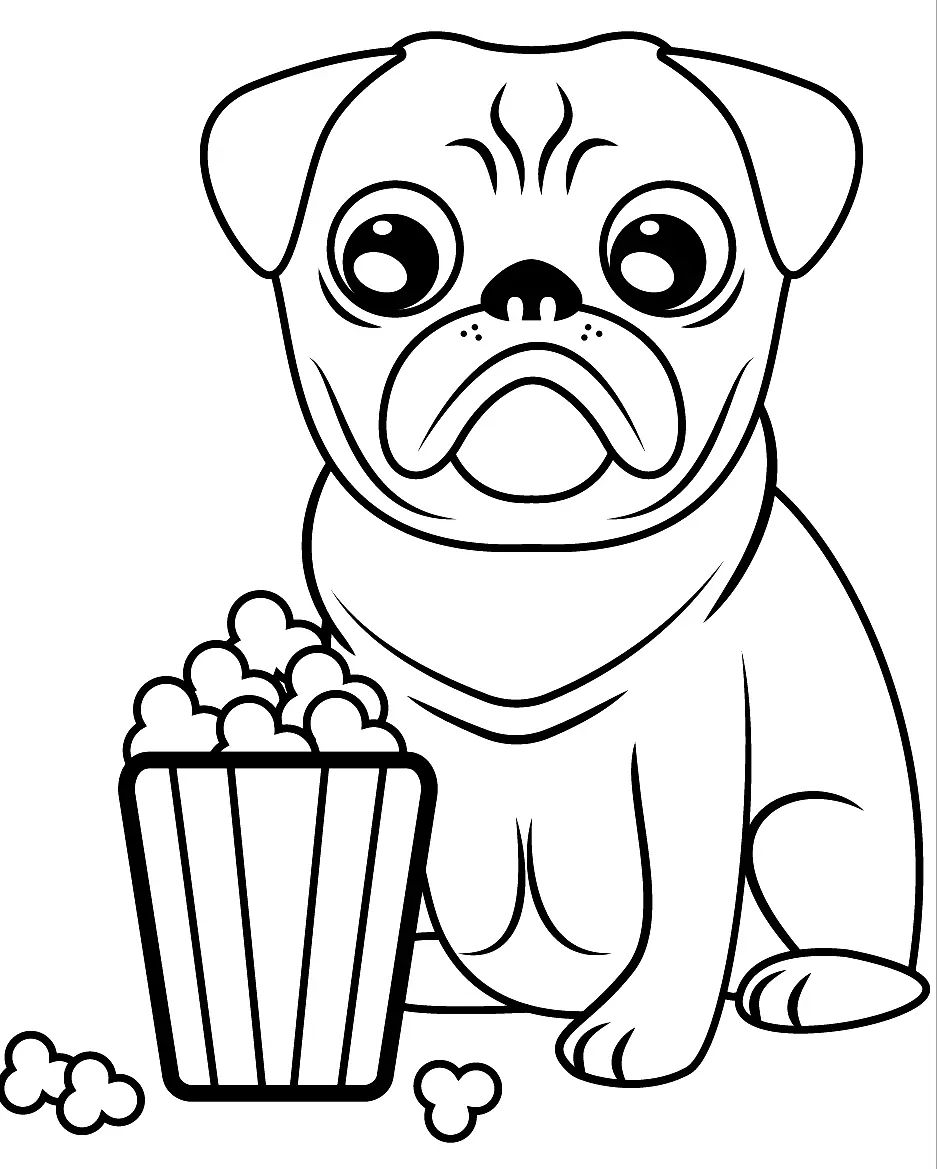 Çocuklar İçin Pug Boyama Sayfaları 