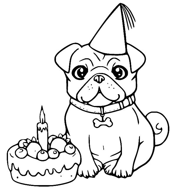 Çocuklar İçin Pug Boyama Sayfaları 