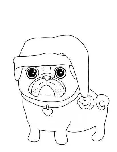 Çocuklar İçin Pug Boyama Sayfaları 