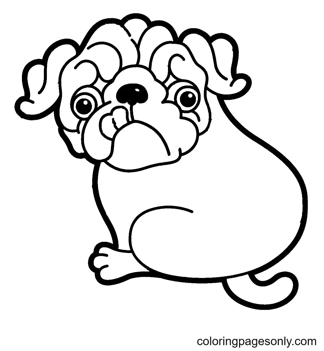 Çocuklar İçin Pug Boyama Sayfaları 