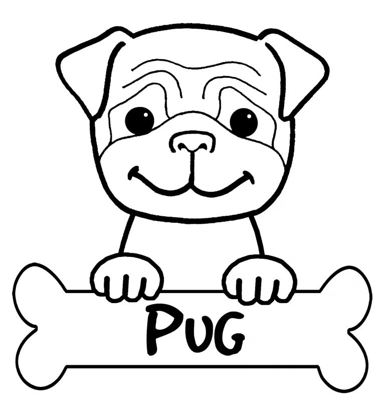 Çocuklar İçin Pug Boyama Sayfaları 