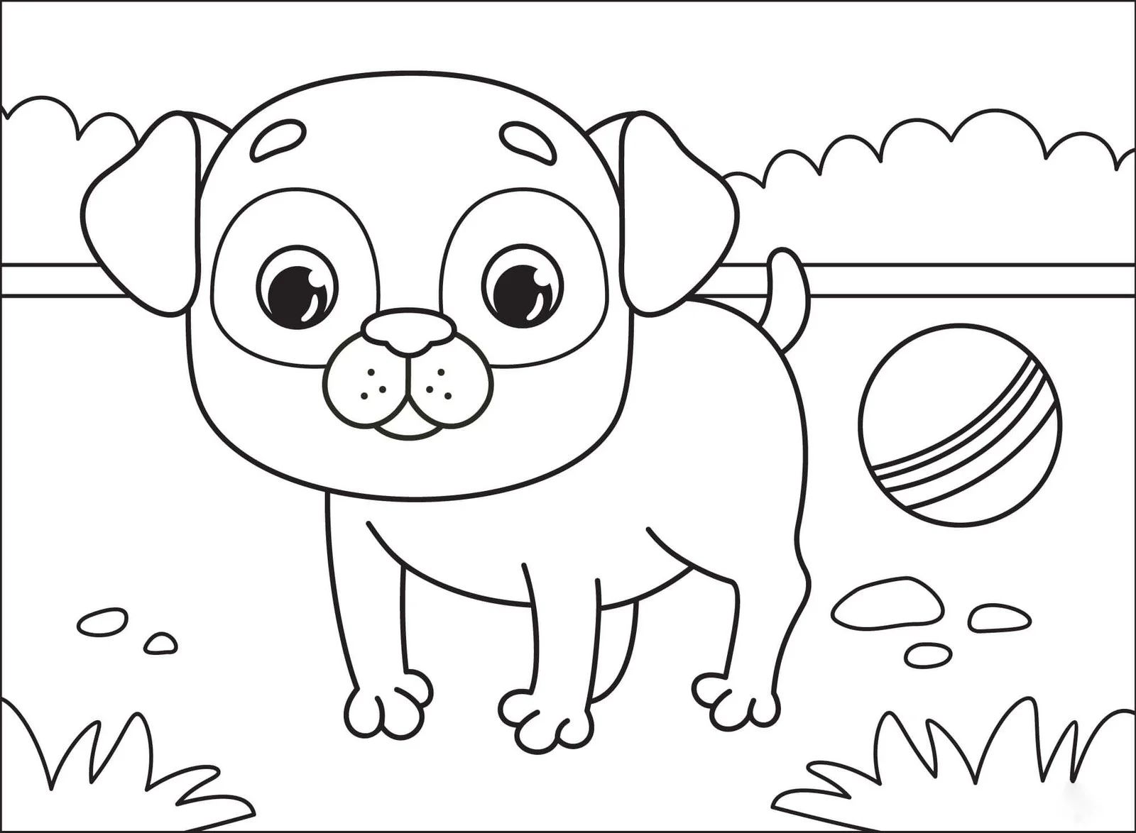 Çocuklar İçin Pug Boyama Sayfaları 