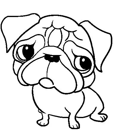 Çocuklar İçin Pug Boyama Sayfaları 