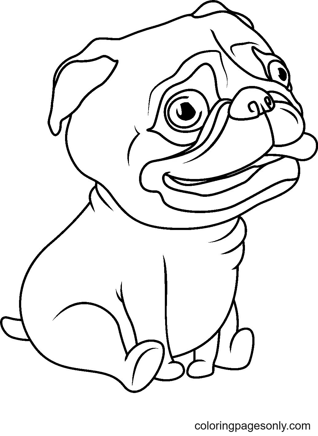 Çocuklar İçin Pug Boyama Sayfaları 