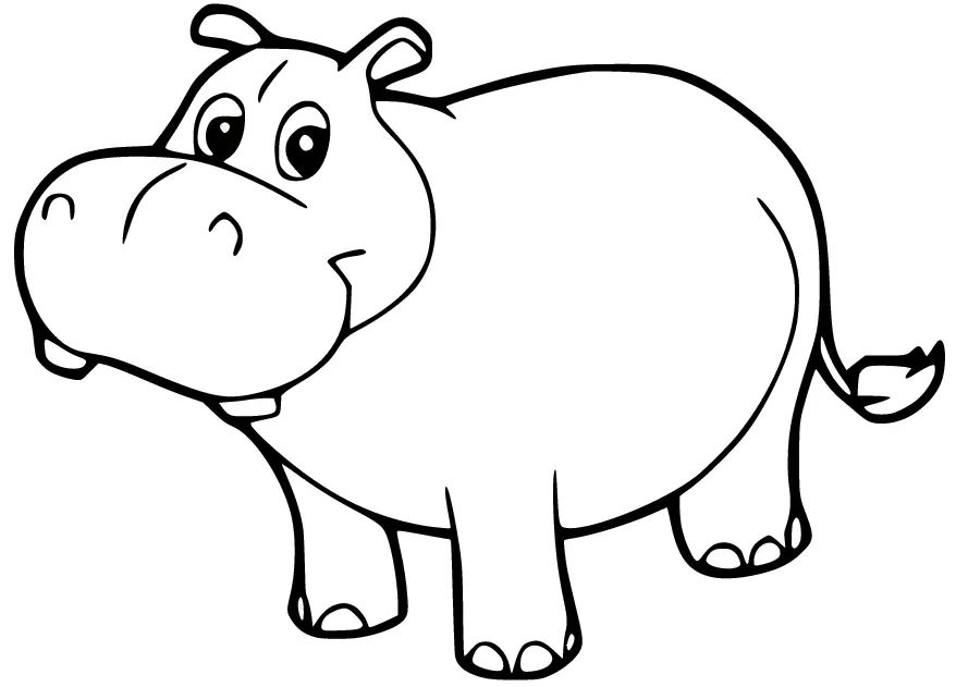 Çocuklar İçin Su-Aygırı-Hippopotam Boyama Sayfaları 