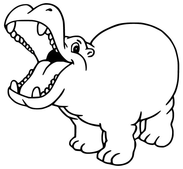 Çocuklar İçin Su-Aygırı-Hippopotam Boyama Sayfaları 